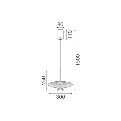 LOFTY κρεμαστό φωτιστικό LED SMD 12W 2700K IP20 αλουμινίου αμμώδες λευκό Φ450x1500mm (BD379A450PWH)