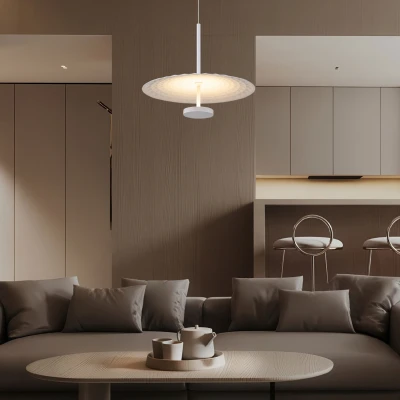LOFTY κρεμαστό φωτιστικό LED SMD 12W 2700K IP20 αλουμινίου αμμώδες λευκό Φ450x1500mm (BD379A450PWH)