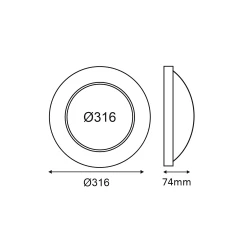 LED πλαφονιέρα οροφής ACA Lighting CORDIN COD1468CCTB 8/14/16W 5CCT IP65 μαύρη Φ316x74mm