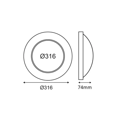 LED πλαφονιέρα οροφής ACA Lighting CORDIN COD1468CCTB 8/14/16W 5CCT IP65 μαύρη Φ316x74mm