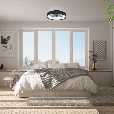Ανεμιστήρας οροφής FAN6689BK με LED 30W 3332lm, τηλεχειριστήριο & χρονοδιακόπτη, μαύρος Φ30cm