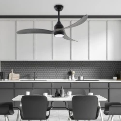 Ανεμιστήρας οροφής 45W με LED 24W 2400lm dimmable, 3 πτερύγια ABS, μαύρο-γκρι, τηλεχειριστήριο & χρονοδιακόπτης, Ø1320mm (FANGS2363B)