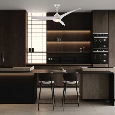 Ανεμιστήρας οροφής λευκός dimmable με LED 24W 2400lm, μοτέρ DC 45W, 1320mm, 3 πτερύγια ABS, τηλεχειριστήριο & χρονοδιακόπτη (FANGS419W)