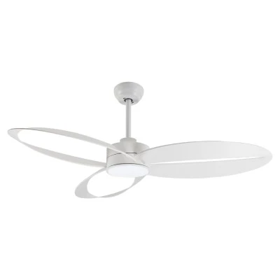 Ανεμιστήρας οροφής λευκός με LED 24W 2400 lm, 3 πτερύγια ABS, DC μοτέρ 45W, τηλεχειριστήριο & χρονοδιακόπτη, Ø1320 mm