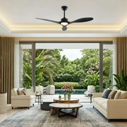 Ανεμιστήρας οροφής με φωτισμό LED 24W 2400lm, 3 πτερύγια ABS, τηλεχειριστήριο & χρονοδιακόπτη, μαύρος, 1320mm (FANGS424B)