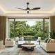 Ανεμιστήρας οροφής με φωτισμό LED 24W 2400lm, 3 πτερύγια ABS, τηλεχειριστήριο & χρονοδιακόπτη, μαύρος, 1320mm (FANGS424B)