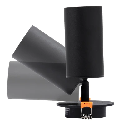 Χωνευτό κινούμενο φωτιστικό Downlight σποτ LEO με ντουί 1 x GU10 AC 220-240V IP20 μαύρο ματ 9x9x17cm κοπή 7x7cm