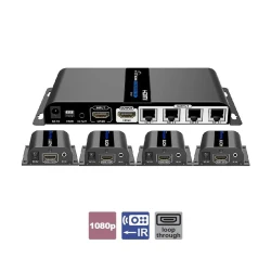 Σύστημα  1 x 4 HDMI splitter & extender (1 πομπός + 4 δέκτες) LENKENG LKV714PRO για  μετάδοση σήματος HDMI 1080p