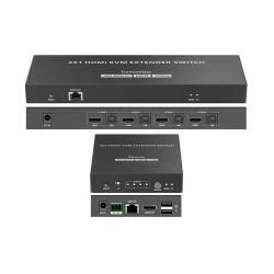 Σύστημα (πομπός + δέκτης) 4K@60 Hz 4x1 HDMI KVM Extender switch LENKENG LKV441EX