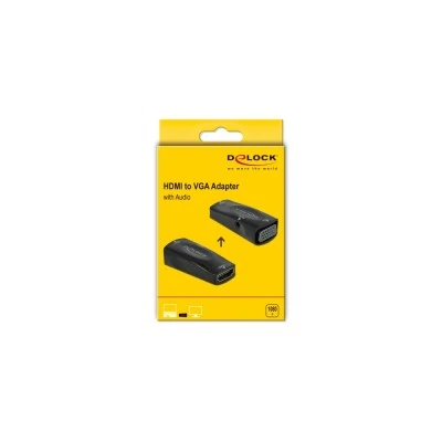 Αντάπτορας DELOCK HDMI σε VGA 66560, με audio, 1080p/60Hz, μαύρος