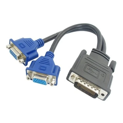 Αντάπτορας POWERTECH DMS-59 σε 2x VGA CAB-DMS002, 0.20m, μαύρος