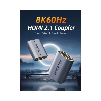 Αντάπτορας CABLETIME HDMI CT-HEF8K-AG, 8K/60Hz, 4K/120Hz, 48 Gbps, γκρι