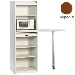Ντουλάπι Coffee Break πλάτος 60cm με μικρό φουρνάκι μικροκυμάτωνν & χώρο για μικρό ψυγείο απόχρωση κερασιά κατάλληλο για ξενώνες & γραφεία