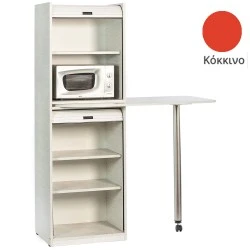 Ντουλάπι Coffee Break πλάτος 60cm με μικρό φουρνάκι μικροκυμάτωνν & χώρο για μικρό ψυγείο απόχρωση κόκκινο κατάλληλο για ξενώνες & γραφεία