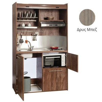 Πολυκουζίνα mini kitchen 125cm με φουρνάκι χωρίς ψυγείο απόχρωση δρυς μπεζ για ξενώνες & γραφεία Πολυκουζίνα mini kitchen 125cm με φουρνάκι χωρίς ψυγείο απόχρωση δρυς μπεζ για ξενώνες & γραφεία