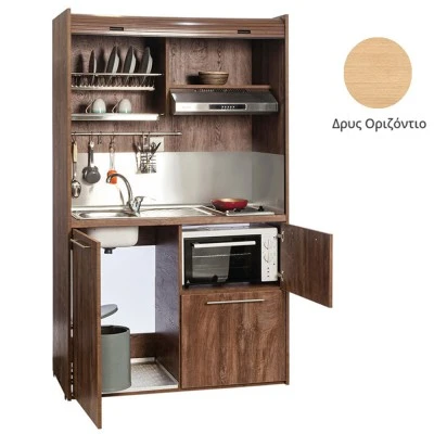 Πολυκουζίνα mini kitchen 125cm με φουρνάκι χωρίς ψυγείο απόχρωση δρυς για ξενώνες, γραφεία & studio Πολυκουζίνα mini kitchen 125cm με φουρνάκι χωρίς ψυγείο απόχρωση δρυς για ξενώνες, γραφεία & studio
