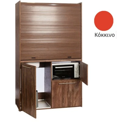 Πολυκουζίνα mini kitchen 125cm με φουρνάκι χωρίς ψυγείο απόχρωση κόκκινη για ξενώνες & γραφεία