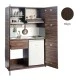 Πολυκουζίνα mini kitchen 125cm απόχρωση βεγγέ με αριστερή γούρνα και μεγάλες πόρτες για φοιτιτικά studios, γραφεία &καταλύματα