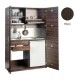 Πολυκουζίνα mini kitchen 125cm απόχρωση βεγγέ με αριστερή γούρνα και μεγάλες πόρτες για φοιτιτικά studios, γραφεία &καταλύματα