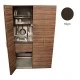 Πολυκουζίνα mini kitchen 125cm απόχρωση βεγγέ με αριστερή γούρνα και μεγάλες πόρτες για φοιτιτικά studios, γραφεία &καταλύματα