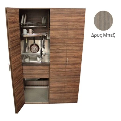 Πολυκουζίνα mini kitchen 125cm απόχρωση μπεζ της δρυός με αριστερή γούρνα και μεγάλες πόρτες για φοιτιτικά studios, γραφεία &καταλύματα Πολυκουζίνα mini kitchen 125cm απόχρωση μπεζ της δρυός με αριστερή γούρνα και μεγάλες πόρτες για φοιτιτικά studios, γραφεία &καταλύματα