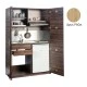 Πολυκουζίνα mini kitchen 125cm απόχρωση ξύλου δρυός ρόζοι με αριστερή γούρνα και μεγάλες πόρτες για φοιτιτικά studios, γραφεία &καταλύματα
