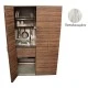 Πολυκουζίνα mini kitchen 125cm απόχρωση πεπαλαιωμένου ξύλου με αριστερή γούρνα και μεγάλες πόρτες για φοιτιτικά studios, γραφεία &καταλύματα