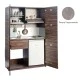 Πολυκουζίνα mini kitchen 125cm απόχρωση πατητής τσιμεντοκονίας με αριστερή γούρνα και μεγάλες πόρτες για φοιτιτικά studios, γραφεία &καταλύματα