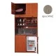 Πολυκουζίνα mini kitchen 125cm με πατάρι & αριστερή γούρνα απόχρωση δρυς μπεζ για ξενώνες, γραφεία & φοιτητικά studio