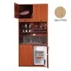Πολυκουζίνα mini kitchen 125cm με πατάρι & αριστερή γούρνα απόχρωση δρυς ρόζοι για ξενώνες, γραφεία & φοιτητικά studio
