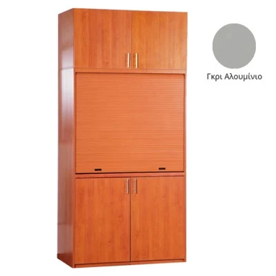 Πολυκουζίνα mini kitchen 125cm με πατάρι & αριστερή γούρνα απόχρωση γκρι για ξενώνες, γραφεία & φοιτητικά studio