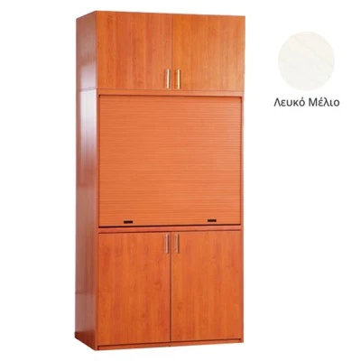 Πολυκουζίνα mini kitchen 125cm με πατάρι & αριστερή γούρνα απόχρωση λευκή για ξενώνες, γραφεία & φοιτητικά studio