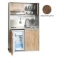 Πολυκουζίνα mini kitchen 125cm απόχρωση καρυδιάς με δεξιά γούρνα και πορτάκια για ξενώνες, γραφεία & φοιτητικά studio