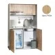 Πολυκουζίνα mini kitchen 125cm απόχρωση δρυς ρόζοι με δεξιά γούρνα και πορτάκια για ξενώνες, γραφεία & φοιτητικά studio