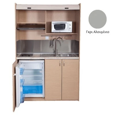 Πολυκουζίνα mini kitchen 140cm απόχρωση γκρι με δεξιά γούρνα για ξενώνες, γραφεία & φοιτητικά studio Πολυκουζίνα mini kitchen 140cm απόχρωση γκρι με δεξιά γούρνα για ξενώνες, γραφεία & φοιτητικά studio