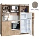 Πολυκουζίνα mini kitchen 190cm με μεγάλο ψυγείο & μεγάλο φούρνο απόχρωση δρυς μπεζ για γραφεία, studios & καταλύματα airbnb