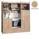 Πολυκουζίνα mini kitchen 190cm με μεγάλο ψυγείο & μεγάλο φούρνο απόχρωση δρυς ρόζοι για γραφεία, studios & καταλύματα airbnb