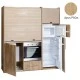 Πολυκουζίνα mini kitchen 190cm με μεγάλο ψυγείο & μεγάλο φούρνο απόχρωση δρυς ρόζοι για γραφεία, studios & καταλύματα airbnb