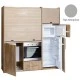 Πολυκουζίνα mini kitchen 190cm με μεγάλο ψυγείο & μεγάλο φούρνο απόχρωση γκρι για γραφεία, studios & καταλύματα airbnb