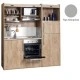 Πολυκουζίνα mini kitchen 190cm με μεγάλο ψυγείο & μεγάλο φούρνο απόχρωση γκρι για γραφεία, studios & καταλύματα airbnb