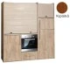 Πολυκουζίνα mini kitchen 190cm με μεγάλο ψυγείο & μεγάλο φούρνο απόχρωση κερασιάς για γραφεία, studios & καταλύματα airbnb