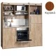 Πολυκουζίνα mini kitchen 190cm με μεγάλο ψυγείο & μεγάλο φούρνο απόχρωση κερασιάς για γραφεία, studios & καταλύματα airbnb