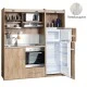 Πολυκουζίνα mini kitchen 190cm με μεγάλο ψυγείο & μεγάλο φούρνο απόχρωση πεπαλαιωμένου για γραφεία, studios & καταλύματα airbnb