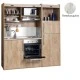 Πολυκουζίνα mini kitchen 190cm με μεγάλο ψυγείο & μεγάλο φούρνο απόχρωση πεπαλαιωμένου για γραφεία, studios & καταλύματα airbnb