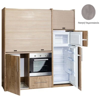 Πολυκουζίνα mini kitchen 190cm με μεγάλο ψυγείο & μεγάλο φούρνο απόχρωση πατητή τσιμεντοκονία για γραφεία, studios & καταλύματα airbnb Πολυκουζίνα mini kitchen 190cm με μεγάλο ψυγείο & μεγάλο φούρνο απόχρωση πατητή τσιμεντοκονία για γραφεία, studios & καταλύματα airbnb