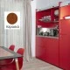 Πολυκουζίνα mini kitchen 190cm με μεγάλο ψυγείο & μικρό φουρνάκι απόχρωση κερασιάς για ξενώνες & γραφεία