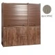 Πολυκουζίνα mini kitchen 190cm με μικρό ψυγείο & μικρό φουρνάκι απόχρωση δρυς μπεζ για ξενώνες & γραφεία