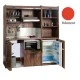 Πολυκουζίνα mini kitchen 190cm με μικρό ψυγείο & μικρό φουρνάκι απόχρωση κόκκινη για ξενώνες & γραφεία