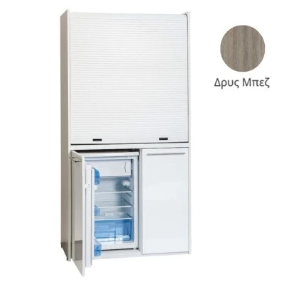 Πολυκουζίνα mini kitchen 105cm OFFICE απόχρωση δρυς μπεζ με ψυγείο χωρίς φούρνο για ξενώνες, γραφεία & φοιτητικά studio