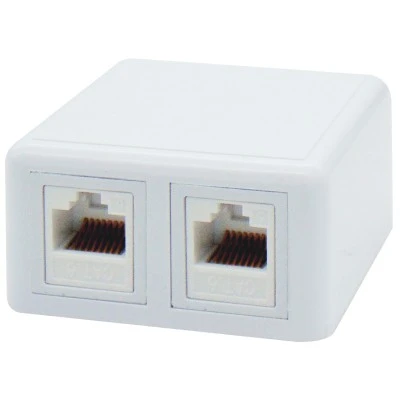 Πρίζα δικτύου επίτοιχη 2P με keystone jack CAT 6 SUT 55x60x25mm